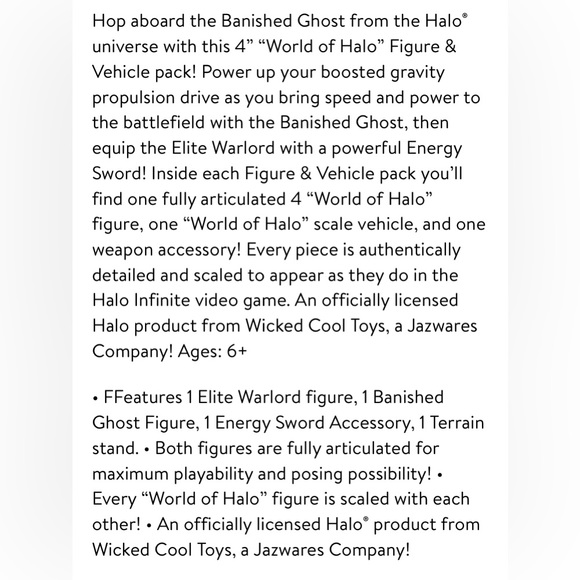 💜Halo INFINITE 4" Figure & Vehicle Banished Ghost & Elite Warlord Figure Set - Picture 10 of 10